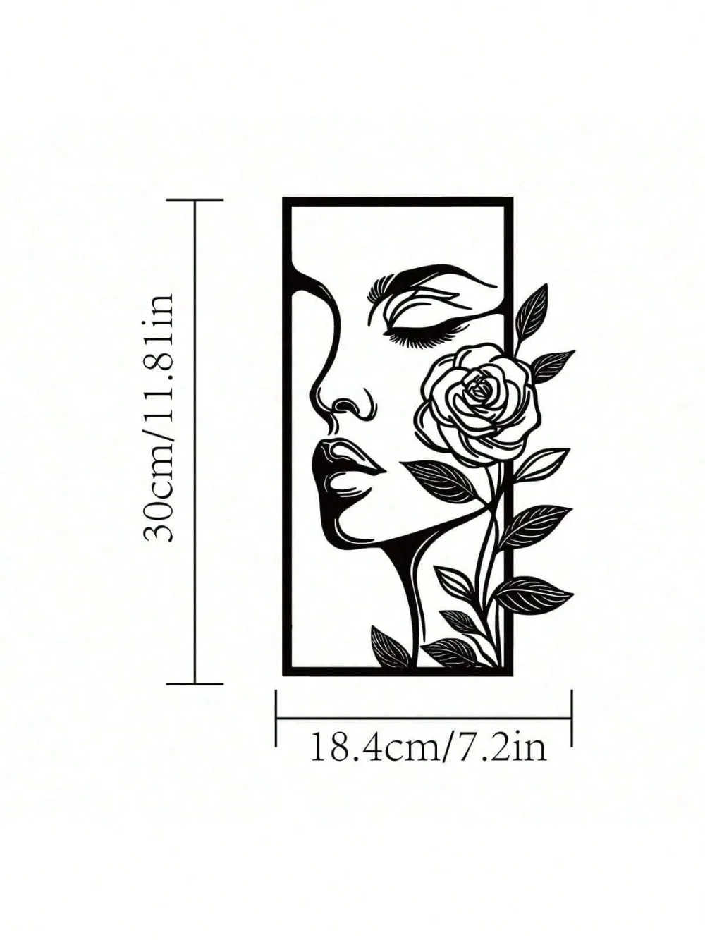 1pc Woman Flower Metal Wall Art Decor Modern Home Gift Aesthetic Portrait Face Outline Bedroom Room Decor