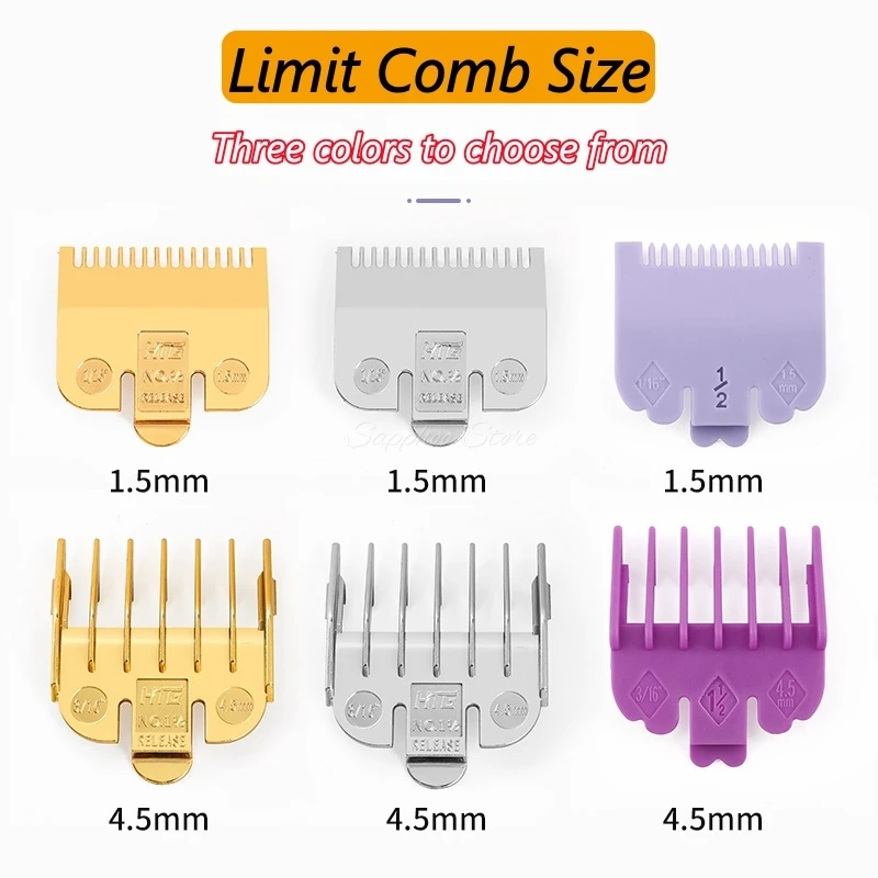 2pcs For Wahl Universal Hair Clipper Limit Comb Gold Plating Iron Buckle Trimmer Guards Attachment Cutting Guide Comb 1.5/4.5mm