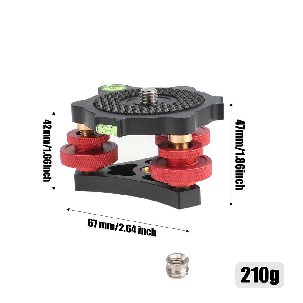 Fotga Tripod bola dasar 1/4 "3/8", Tripod bola dasar 3 tingkat air dapat disesuaikan pengukuran tingkat pengukuran