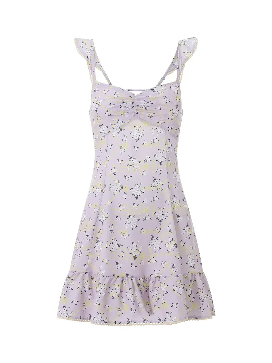 Minivestido Cottage para mujer, corte bajo, sin mangas, corte en A, vestido corto de los años 90, estética, retro, Y2K, ropa de calle