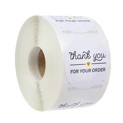 Round Paper Thank You For Your Order Sticker 100-500pcs Thanks For Shopping Shop Local Handmade Sticker White Label Stickers