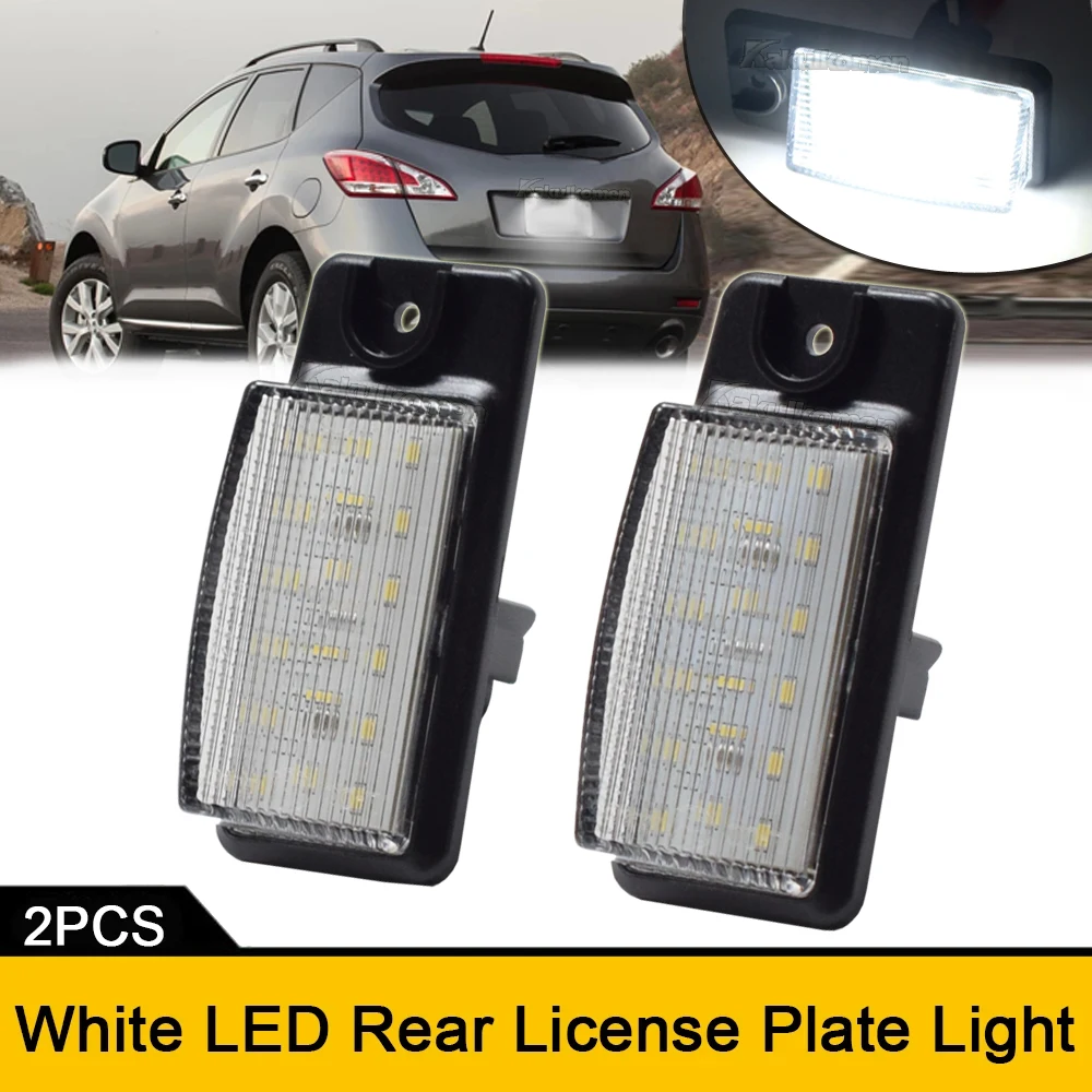 2Pcs LED License Number Plate Light Lamps For Nissan Altima L32 Rogue T32 X-Trail Pathfinder R51 Maxima A35 Murano Z50 Z51