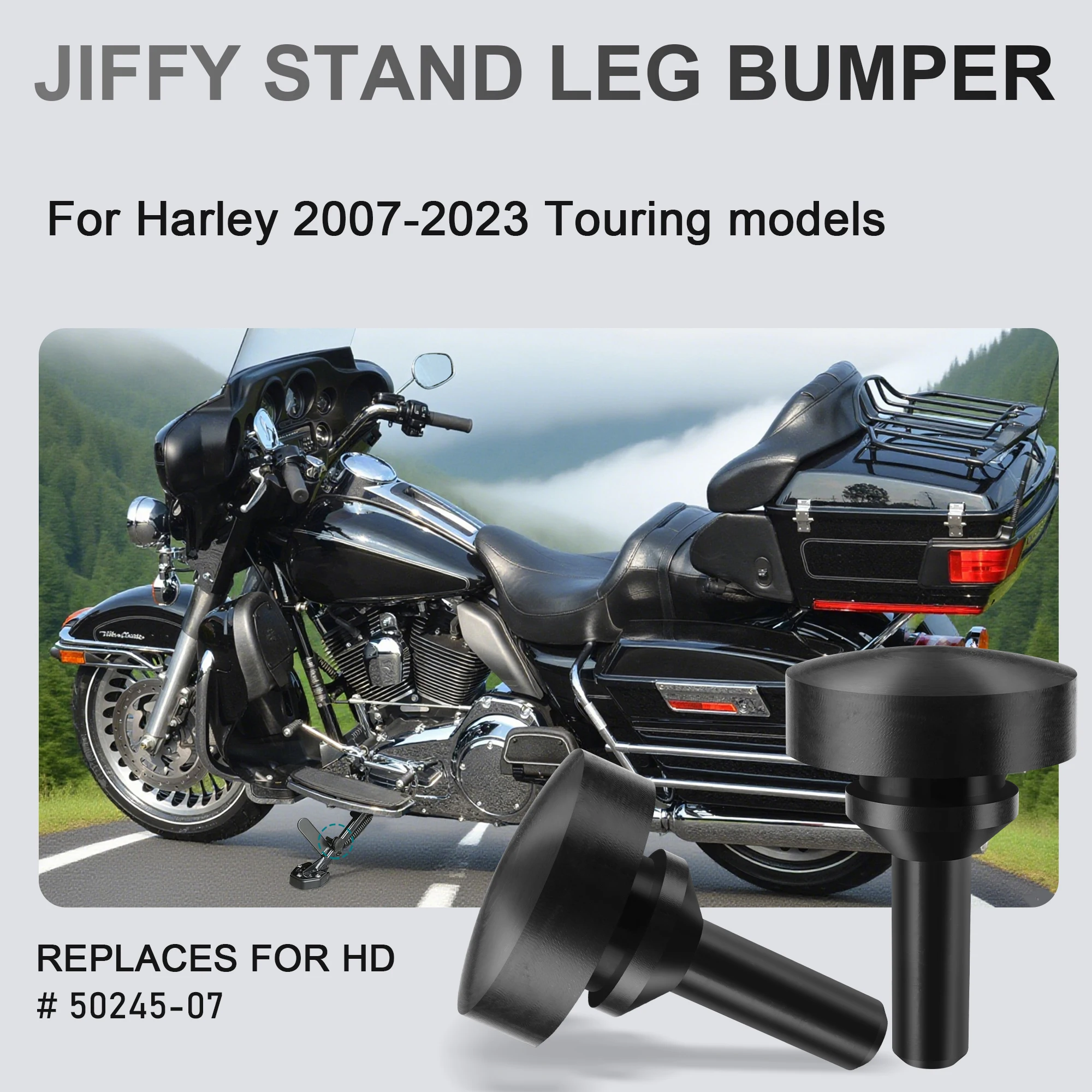 Jiffy Stand Kickstand Rubber Bumper Pad for Harley 2007-2023 Touring Road Glide Road King Electra Glide Street Glide