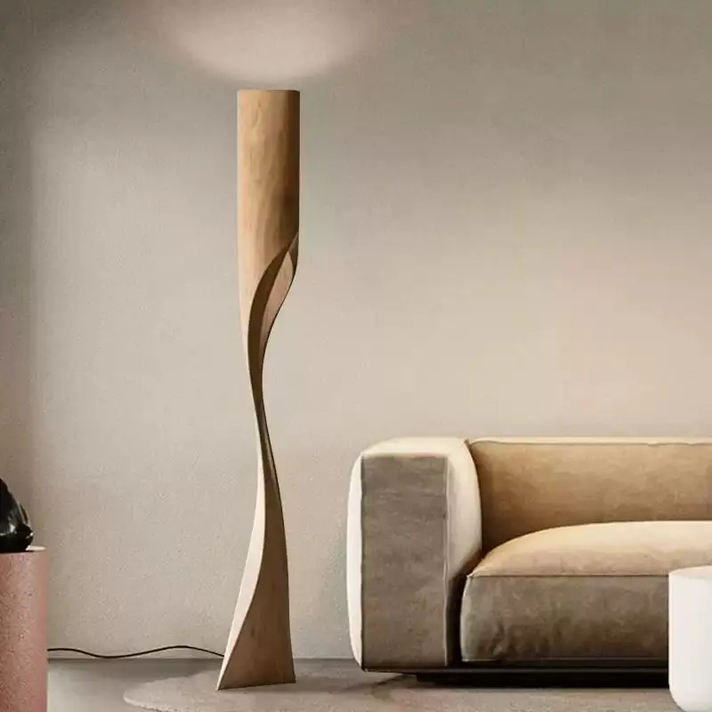 

Solid wood production creative modeling floor lamp designer style with living room floor lamp sofa corner decoration vertical
