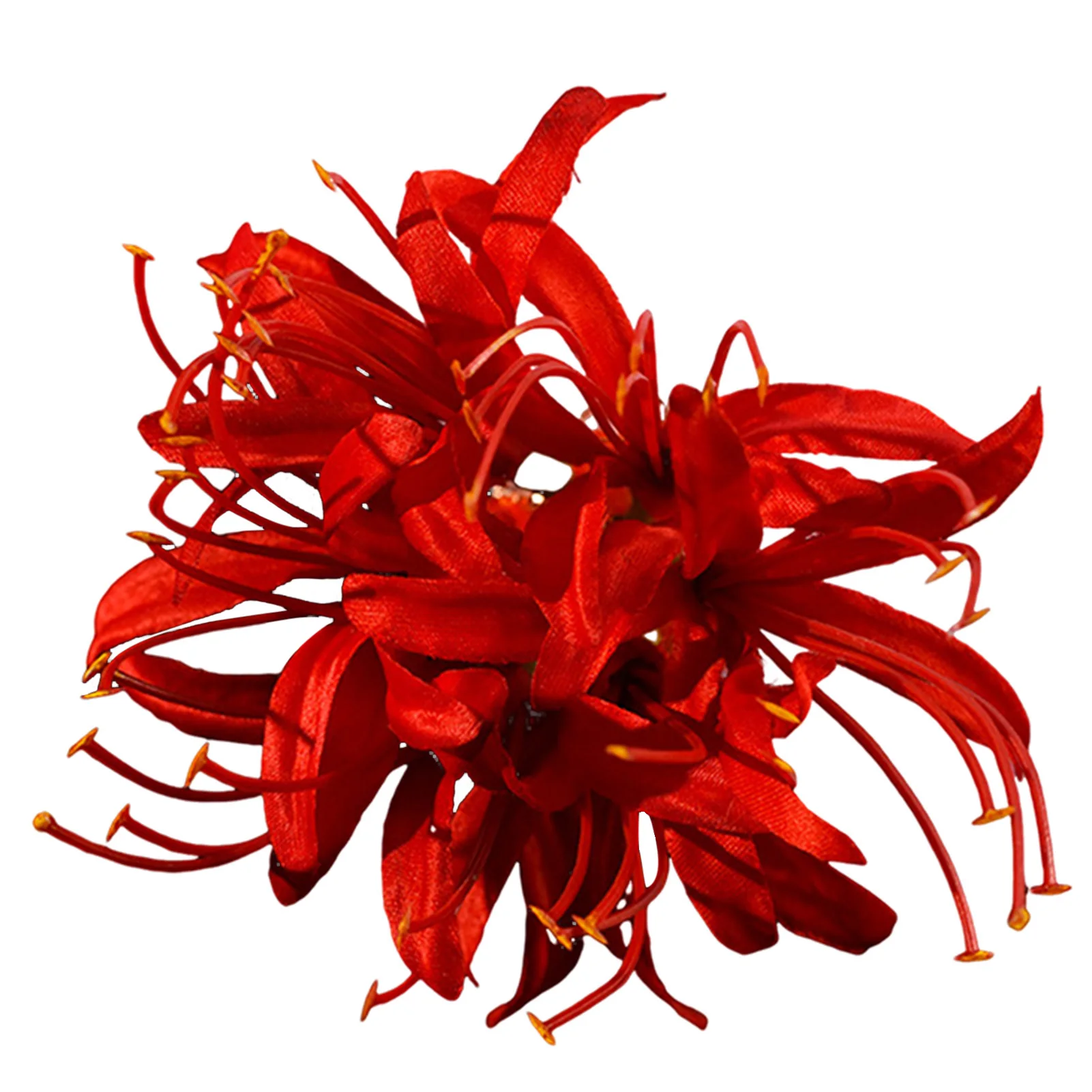 Simulated Flower Hairpin Fine Workmanship Red  Lily Tassel Hairpin for Thick Curly Hair Styling Decorative
