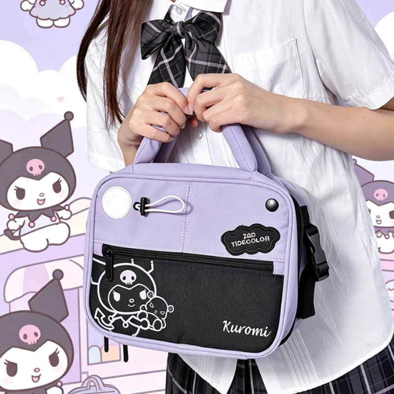 

Portable Hello Kittys Cosmetic Bag Kuromi Girl Large Capacity Travel Storage Bags for Woman Anime Figure Kawaii Cartoon