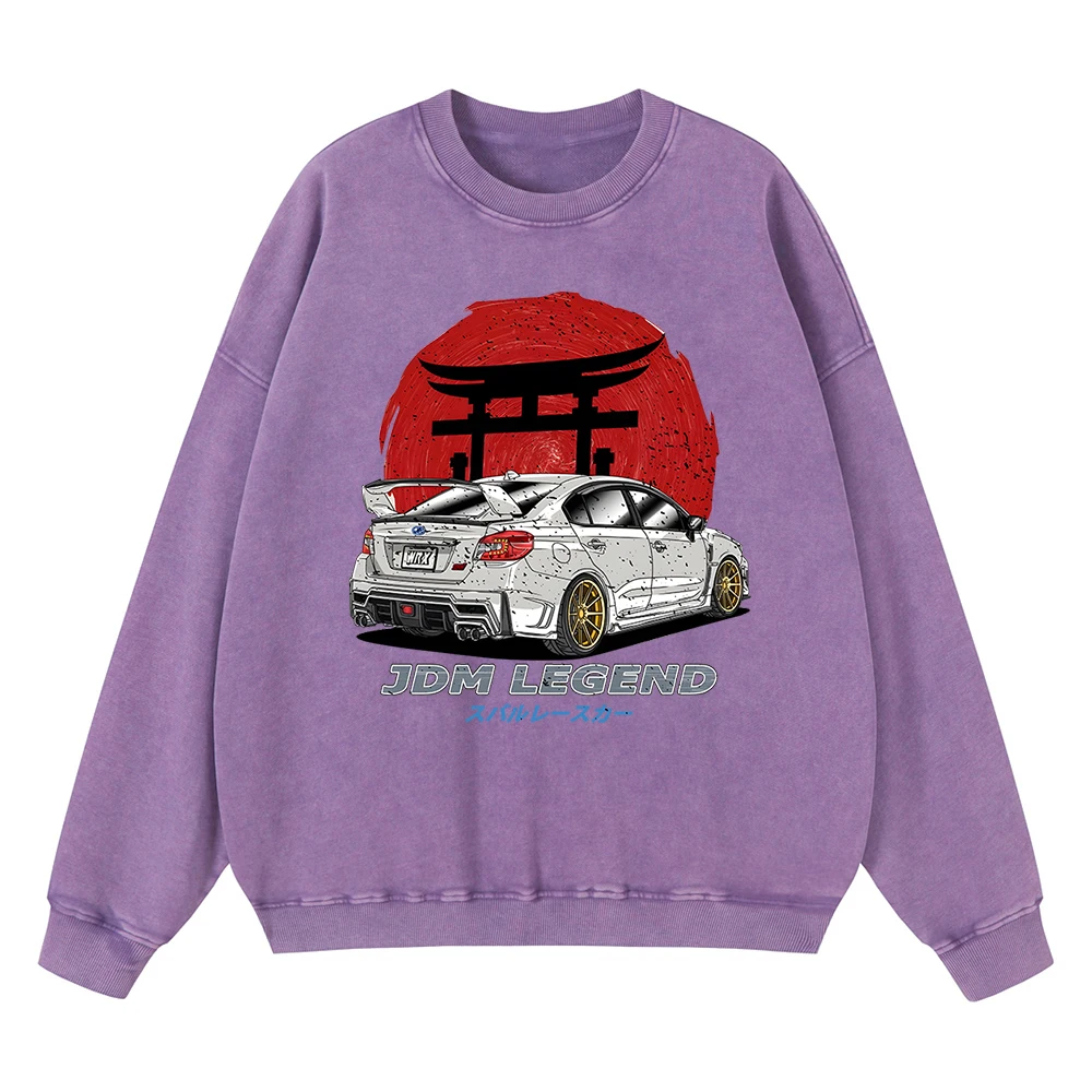 Vintage Distressed Washing Jdm Legend Red Circles And White Racing Cars Hoodie Men Sweatshirts Cotton Hoody Oversized Clothing