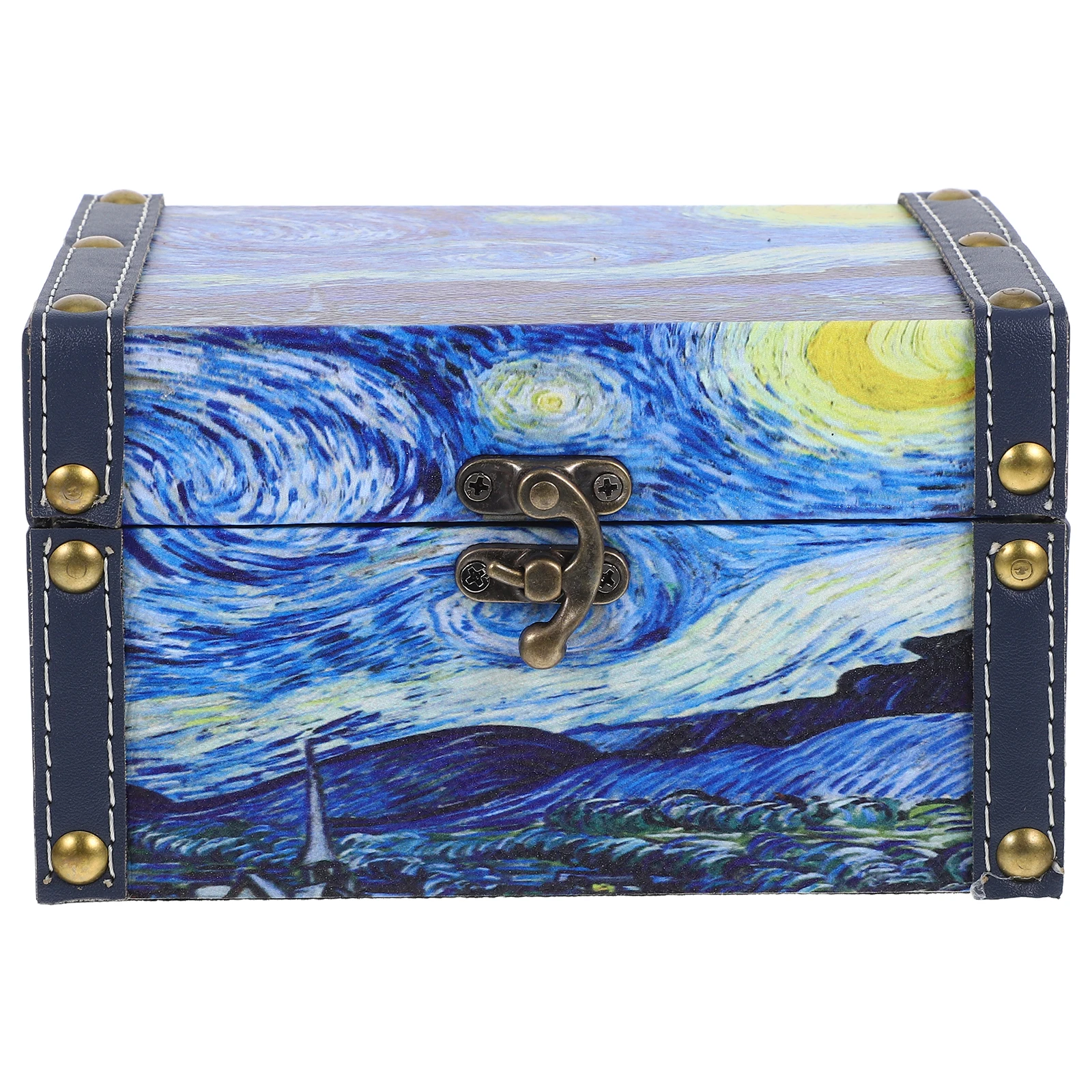 

1 Storage Box Night Home Decor Wooden Jewelry Treasure Chest Large Bangle Bracelet Storage Retro Display Case Pu