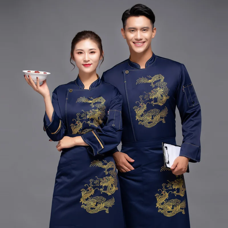シェフオーバーオール長袖男性と女性の秋冬服ホテルレストランダイニングキッチンペストリーベーキングケーキメーカーやる人
