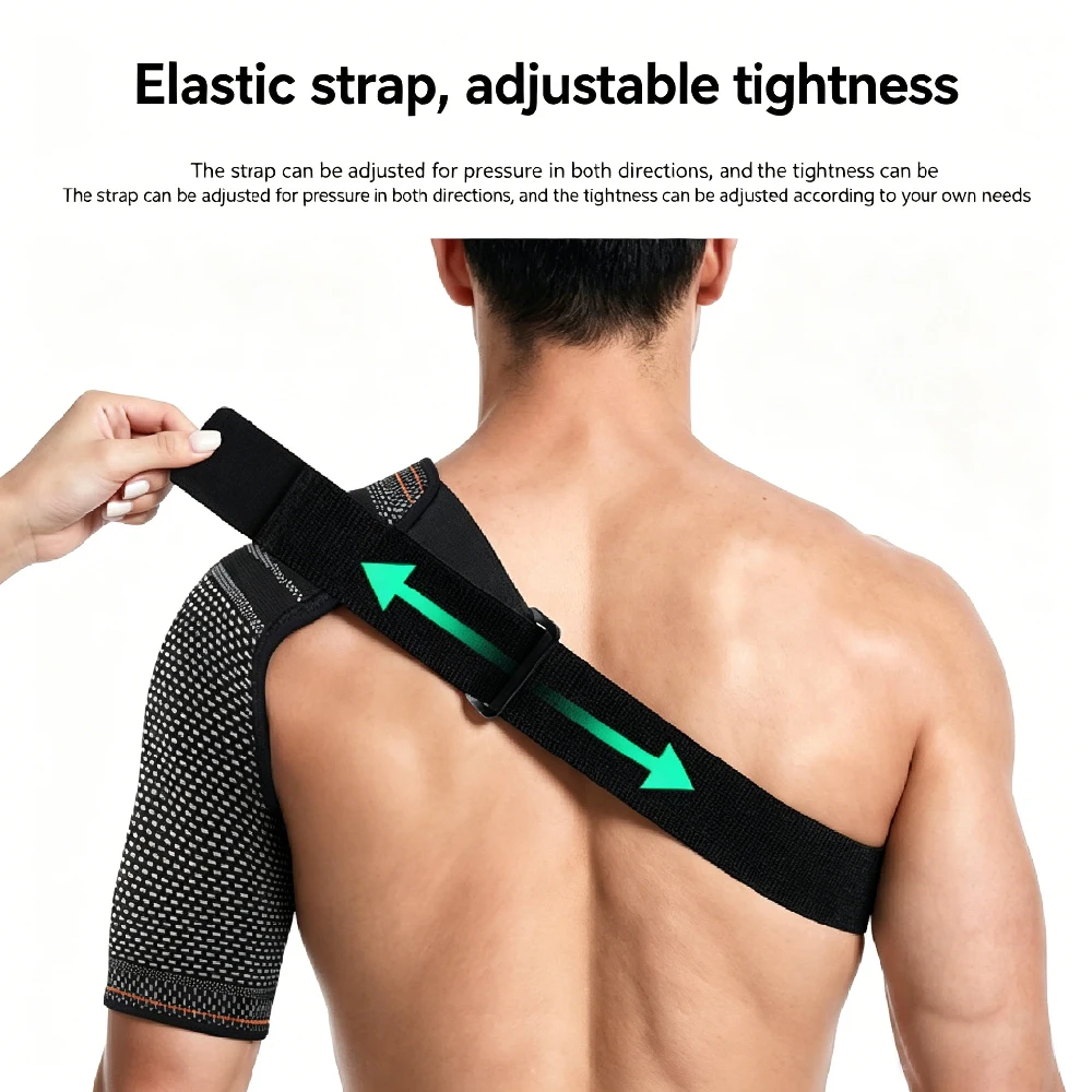 1 Piece Shoulder Compression Support Strap, Adjustable Breathable Sweat-Wicking Shoulder Stabilizer Brace for Workout Recovery