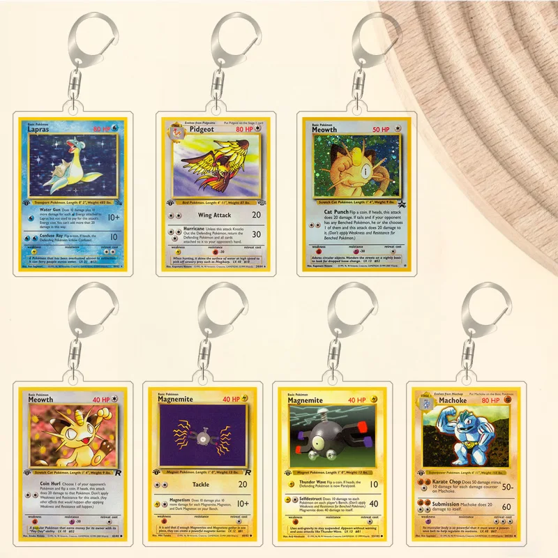 Para Pokemon Elf Qikchu Meowth Meowth Machoke Magnemite Magnemite acrílico hecho a sí mismo dibujos animados Anime llavero colgante juguete para regalo 5cm