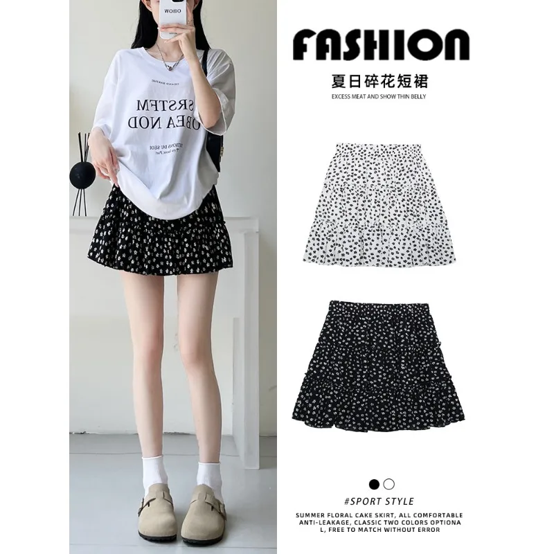 Black Floral Summer Sexy Holiday Women Mini High Waist A Line Street Female Vintage Girl Fashion Lovely Korean Clothing Skirts
