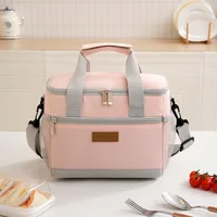 Bolsa de almuerzo aislada con doble compartimento, bolso de hombro portátil de gran capacidad para comida, para trabajo, escuela, Picnic
