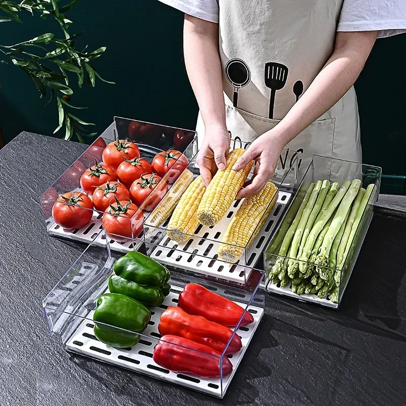 Kitchen refrigerator storage box drawer-type fresh-keeping box food-grade eggs and meat food frozen finishing storage box