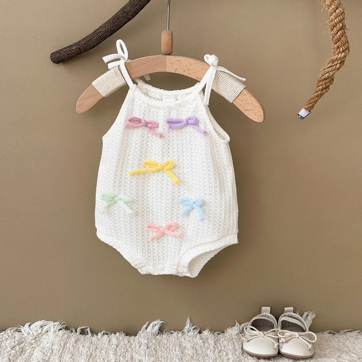 Summer New Rainbow Rope Bright Color Girls Loose Soft Jumpsuit Cute Baby Clothing Romper Suitable for Ages 0-18 Months view 5
