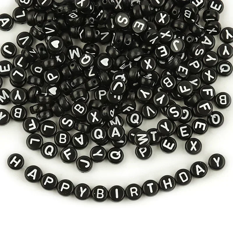 100-500PCS Acrylic Black A-Z 26 Letter Beads Loose Spacer Beads for Jewelry Making Diy Bracelet Necklace Earrings Accessories