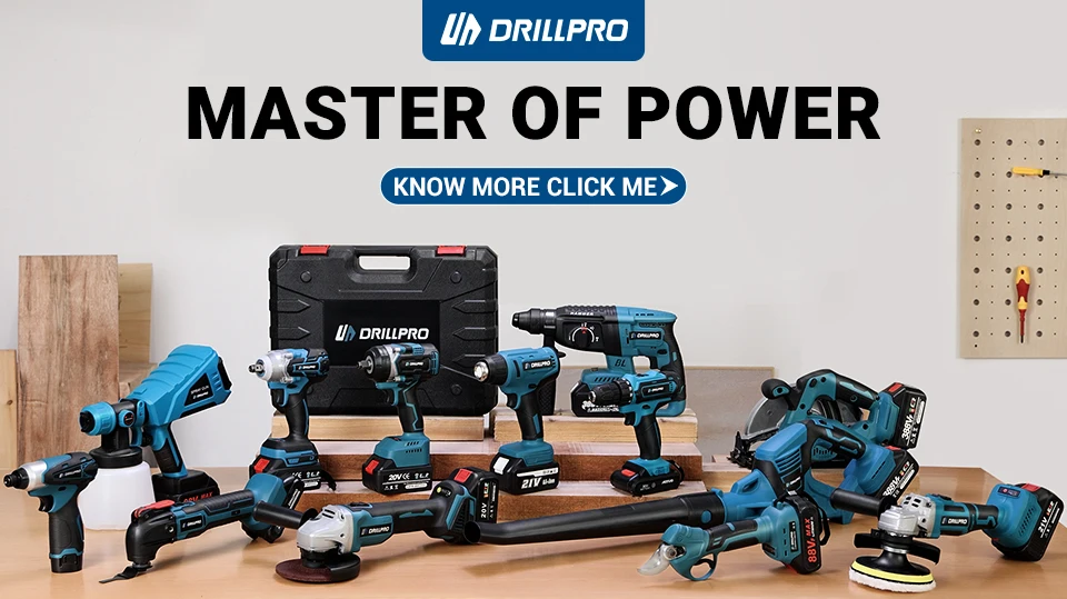 Drillpro Bürstenloser Akku-Elektrowerkzeugsatz 125mm Winkelschleifer Elektrohammer 10mm Schlagbohrmaschine 800N.m Elektroschrauber – Detail 1