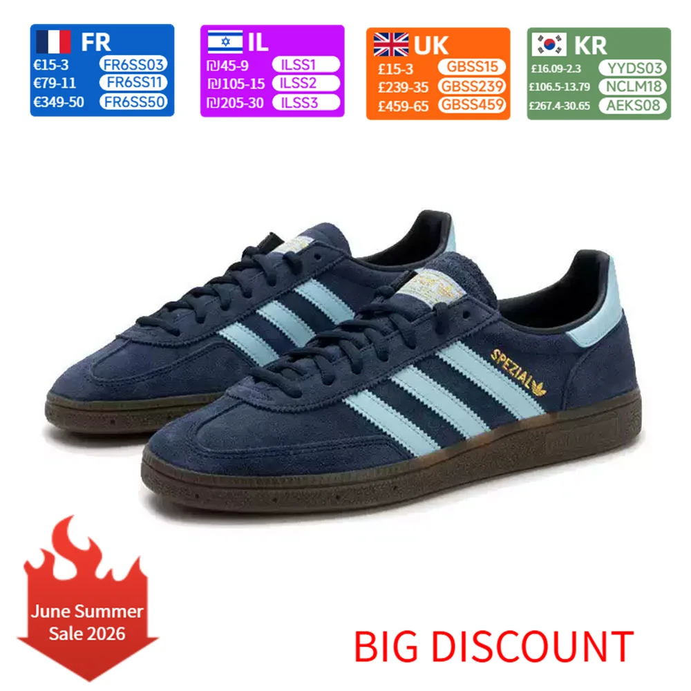 adidas Originals HANDBALL SPEZIAL Tênis de cano baixo confortável, durável e antiderrapante unissex azul BD7633