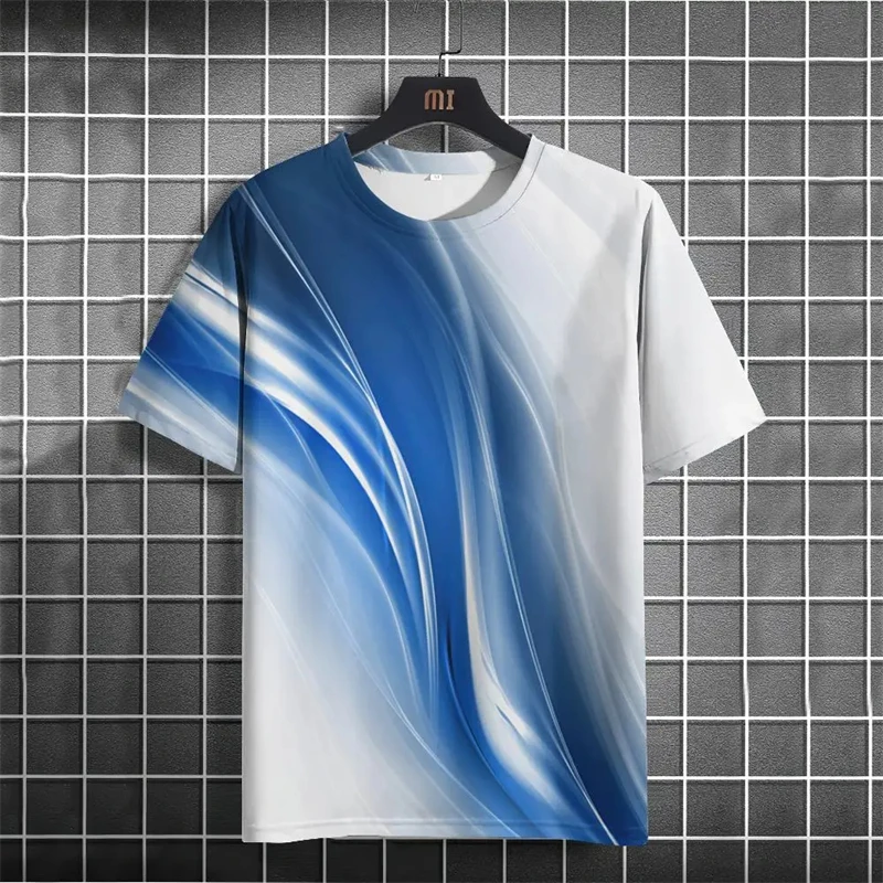 

Line Graphic Men's T-shirt Summer O-neck Casual Tee Shirts Daily Sportswear Short Sleeve Tees Oversized Men's Clothing Gym Tops