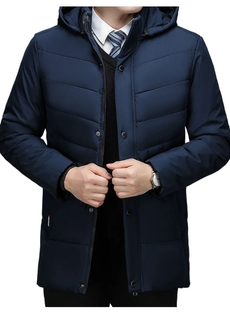 New Fathers' Clothing Casual Men's Overcoat Parka Men Coats 2026 Winter Jacket Men Thicken Hooded Waterproof Outwear Warm Coat