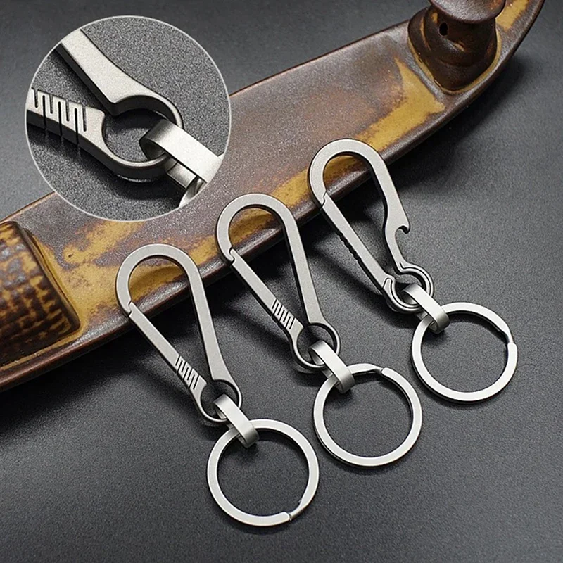 1pc Titanium Legering Sleutelhanger OutdoorS Rotsklimmen Gereedschap Hanger Hangende Taille Ring Eenvoudige Heren Geschenken Praktische Accessoires