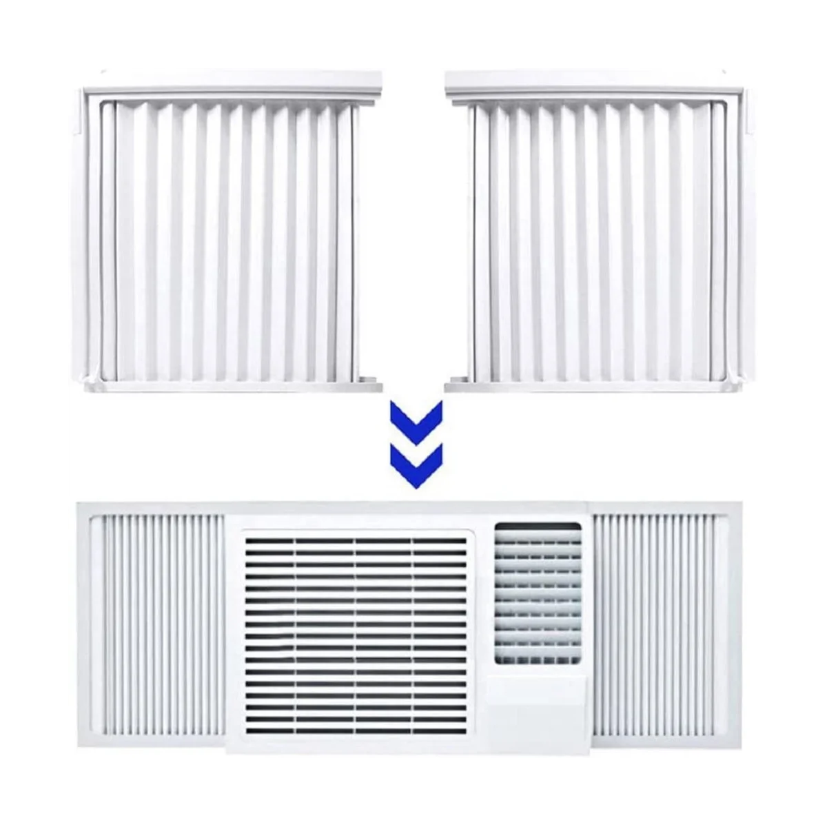ألواح جانبية لمكيف الهواء للنافذة مع إطار، طقم ستارة حشو أكورديون للغرفة قابل للتعديل مع الإطار