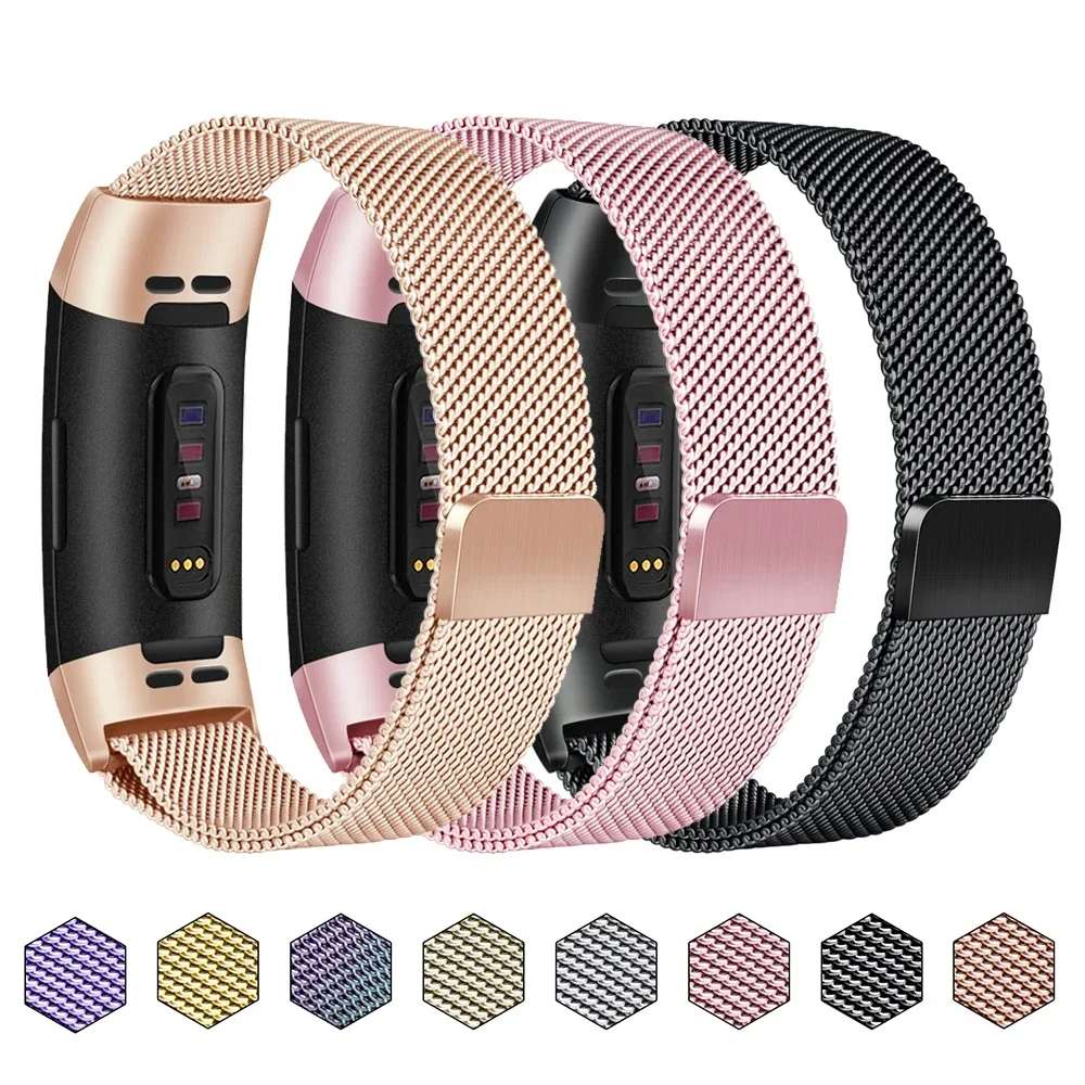 

Металлический магнитный ремешок для Fitbit Charge 3 4 3 SE, браслет, ремешок для часов Fitbit Charge 2 3 4, ремешок для умных часов