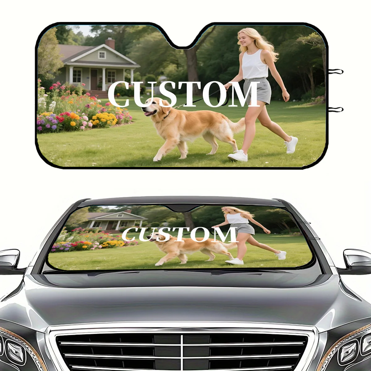 1pc Personalize Foldable Car Sun Visor, Universal Fit for Most Vehicles. Customizable Gift with Your Photos & Custom Text view 3