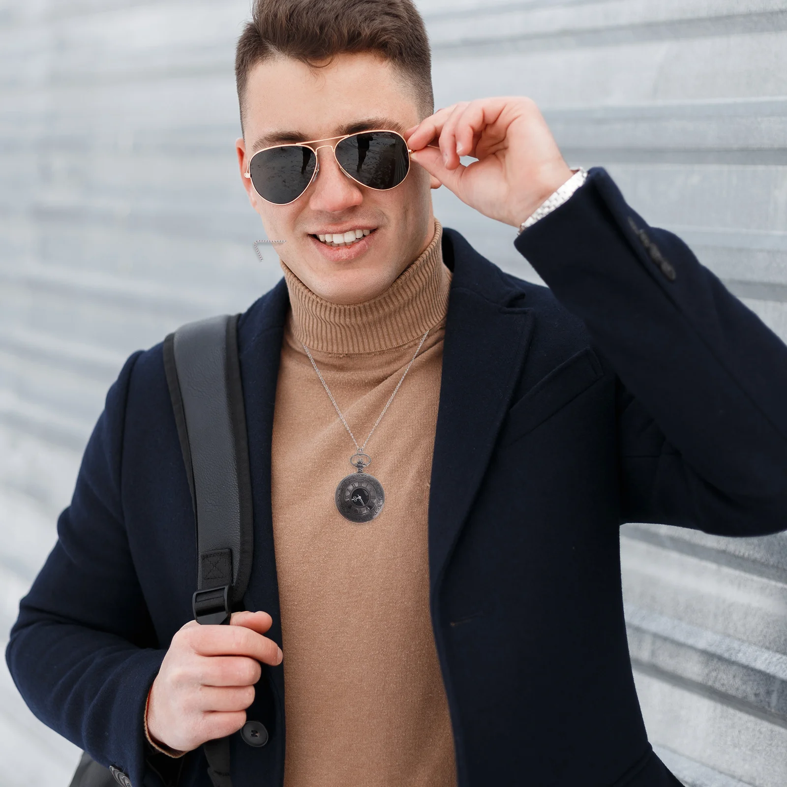 

Pocket Watch Black Roman Numerals Analog Quartz Steampunk Vintage Hollow Dial Stainless Retro Unisex