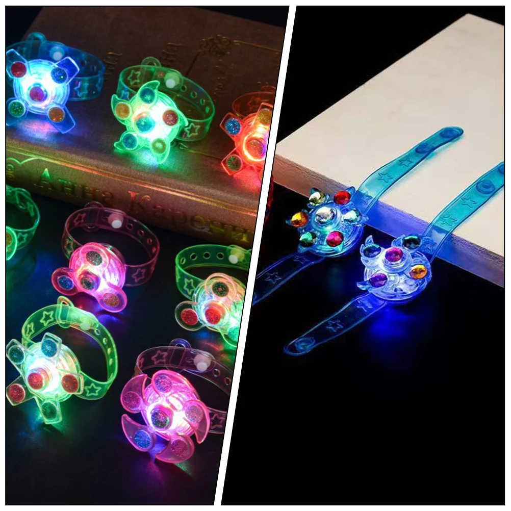 

18 Pcs Luminous Gyro Bracelet Adjustable Bracelets Toy Jewelry Kids Wristband Glowing Led Button Toys Wristbands
