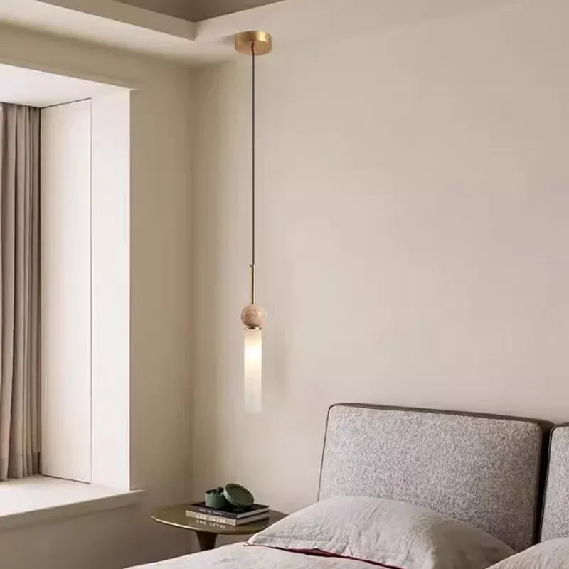 Cave Stone Wabi-Sabi Bedroom Bedside Chandelier Creative Cream Homestay Vintage Nordic Restaurant Pendant Lamp view 6