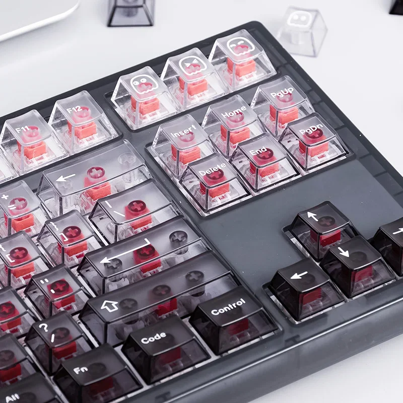 

Polar day transparent keycap PC high transparency mechanical keyboard fog penetration original customized 124 key ice crystal ke