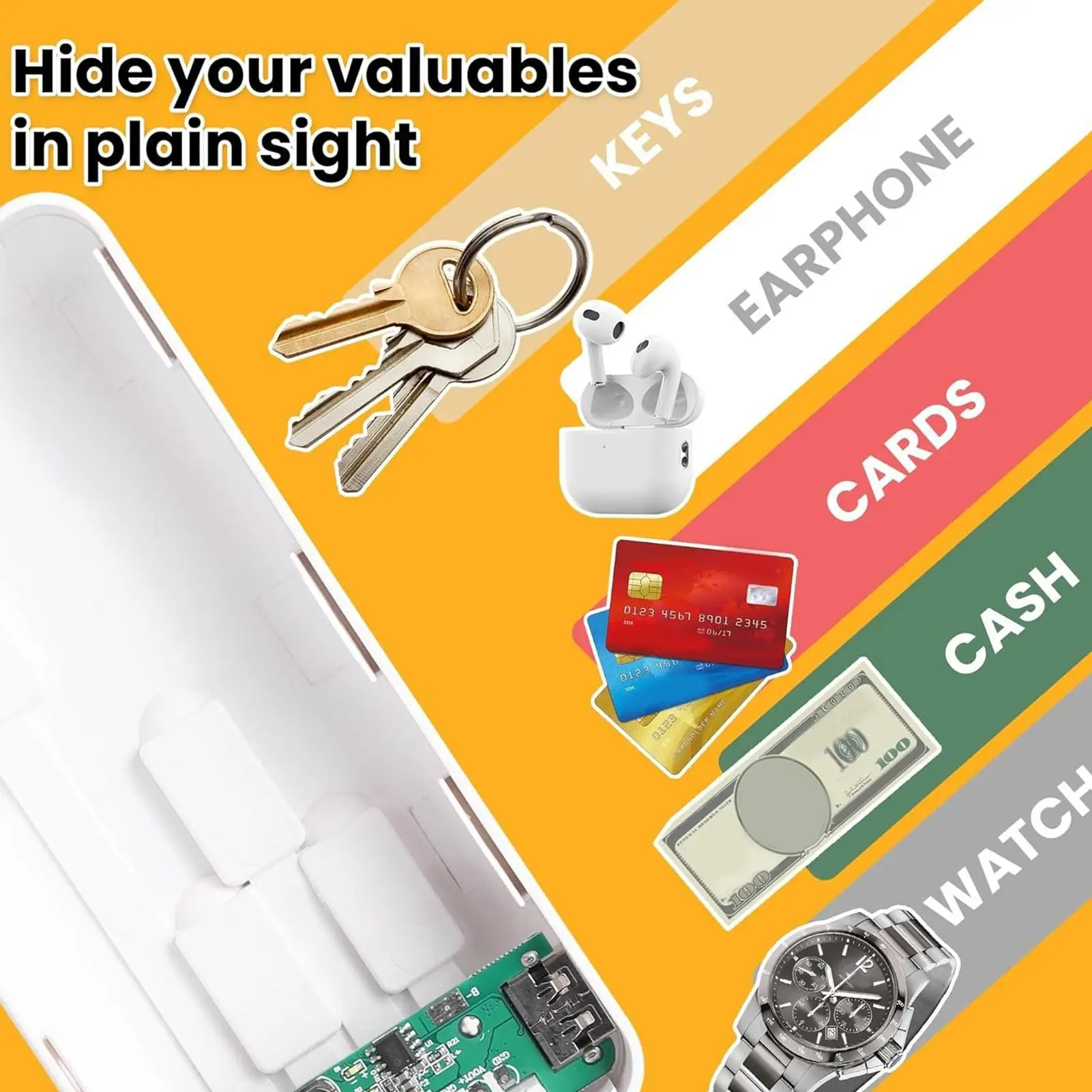 صندوق نقود محمول مضاد للسرقة، تصميم بنك الطاقة، عناصر مخبأة سرية للمنزل، مجوهرات آمنة للسفر، الأشياء الثمينة النقدية #1