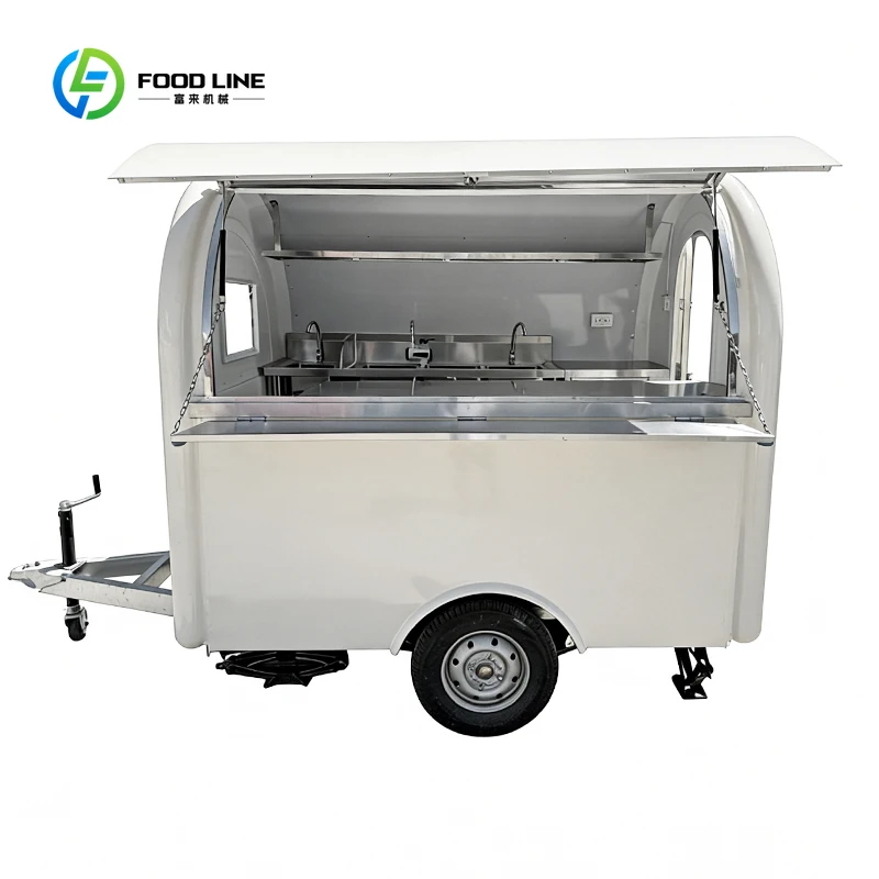 Customized New Design High Quality Food Truck Small Round Multifunctional Traction Movable Food Trailer