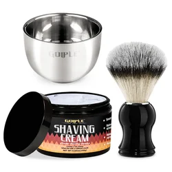 GOIPLE Shaving Cream for Men or Stainless Steel Foaming Bowl or Shedding Brush Men's Cleansing Facial Products for Manual Shaved