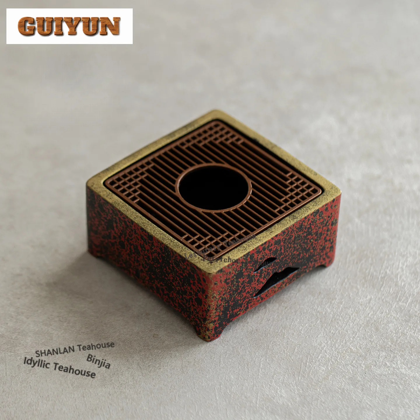 

Подставка-подогреватель для чая из имитации лаковой посуды, ручной работы, с подогревом от свечи, для чайника, кастрюль и молочников, с функцией угольной печи для чая