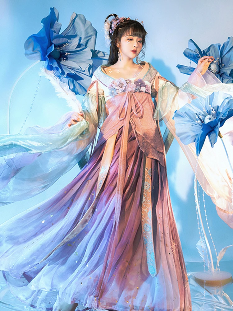 

Original Large Sve Waist-Length Hanfu Skirt by Lizi Tang Summer Polyester Fiber Ladies Traditional Chinese Costume