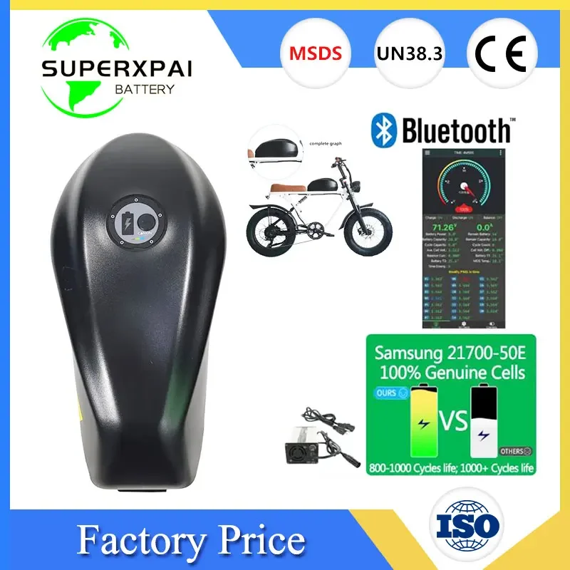 48V 36V Bluetooth ebike battery Samsung cell Fuel Tank High capacity electric bike battery 72V 60V for super 500w-3000W motor