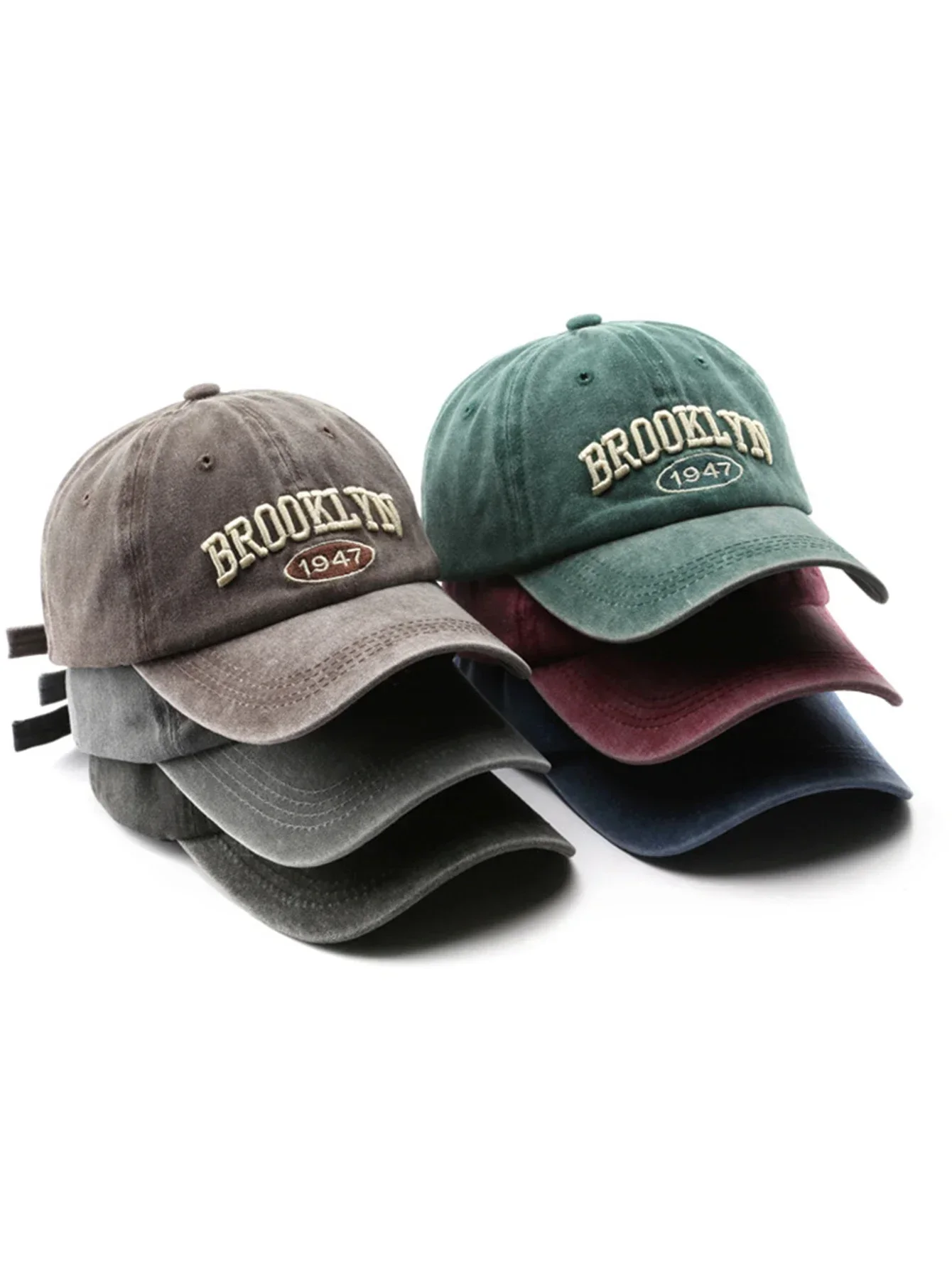 1 unisex all season wearing pure cotton washed letters Brooklyn1947 fashionable baseball cap