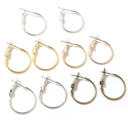 20pcs/Lot 15mm 20mm 25mm 30mm 5colors Plated Circle Round Hoop Big Earrings DIY Women Jewelry Making