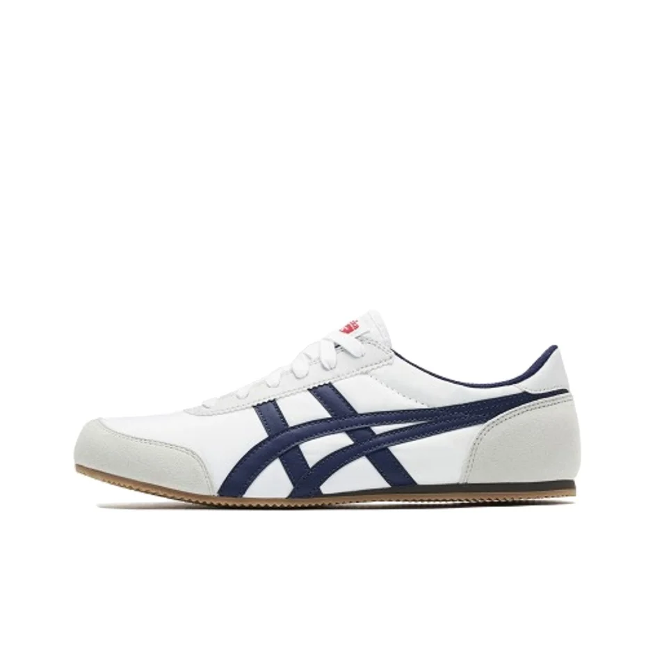 Onitsuka Tiger Track Trainer Textile, Synthetic Leather Low top Casual Shoes Unisex White Blue D318N-0150