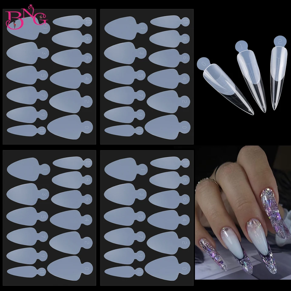 48 piezas de almohadillas de silicona francesas para moldes dobles de uñas, tips falsos, construcción rápida de uñas francesas, herramientas de manicura