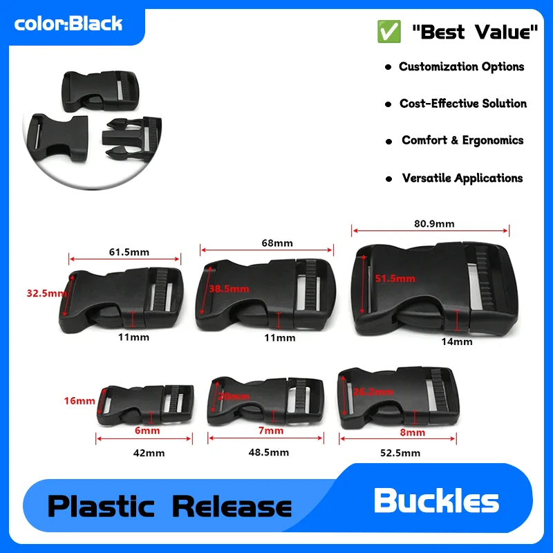 

Plastic Dual Side Release Buckles Backpack Belt Bag Parts Strap Webbing 2~50pcs Adjustable Belt Buckles 15/20/25/32/38/50mm