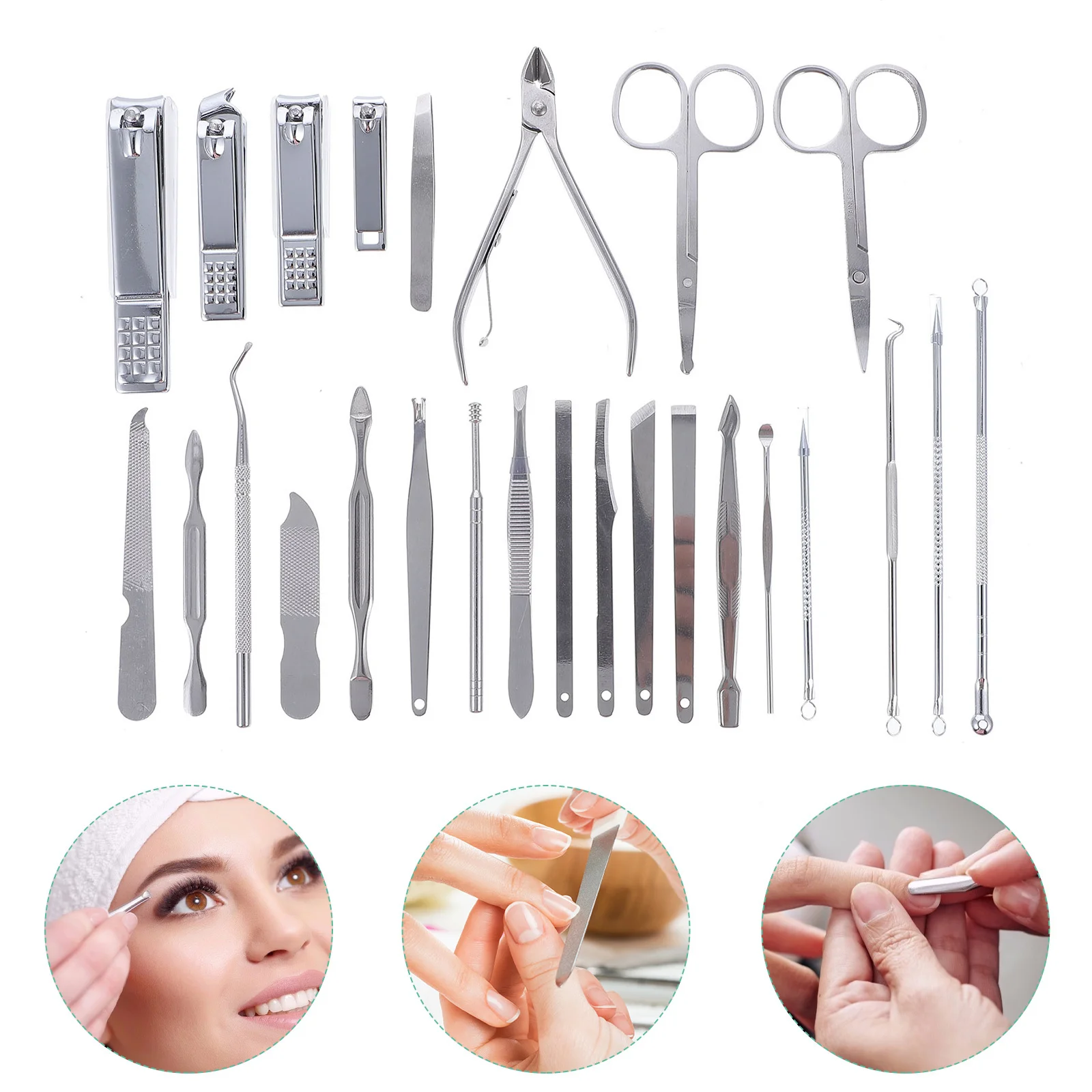 26 pezzi set manicure tagliaunghie kit per toelettatura pedicure strumenti professionali compatti in acciaio inossidabile per uomo donna regalo per bambini