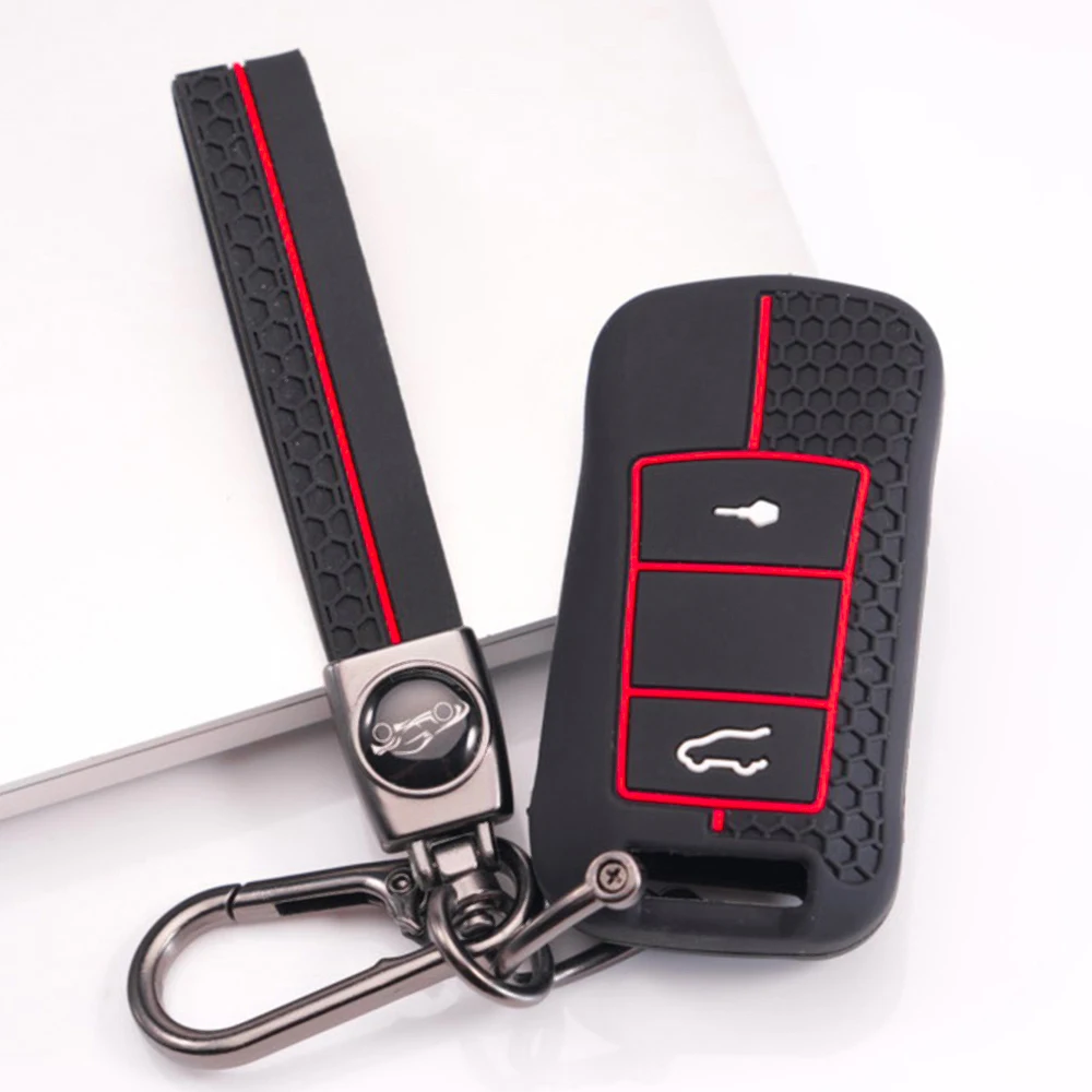 Silicone Key Cover With Wrist Strap For Porsche 911 911 GT3 Cayenne Macan Panamera Cayman Boxster 718 Taycan Carrera Premium