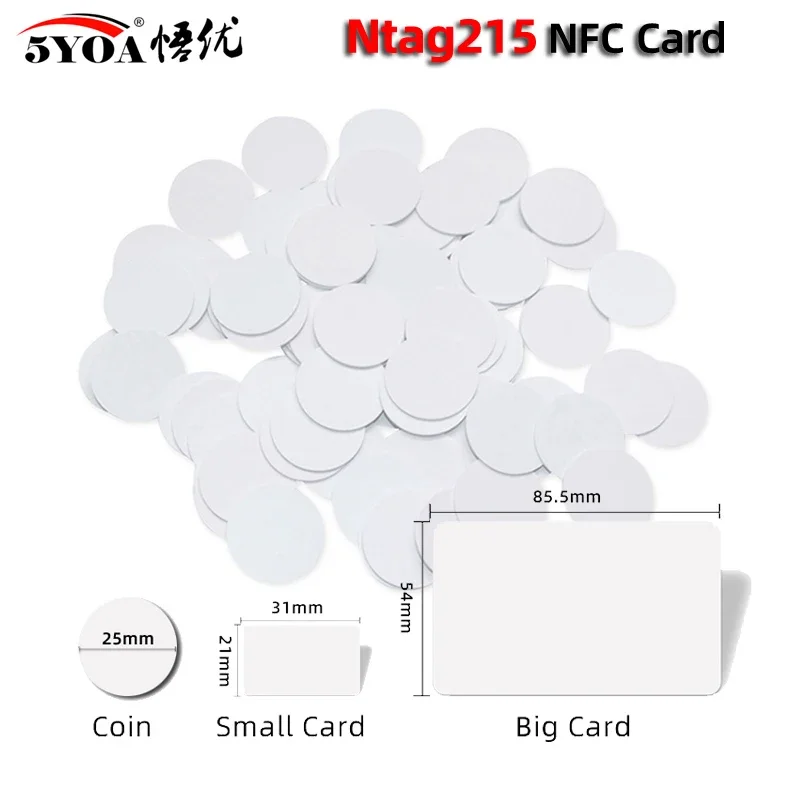 

5YOA 100/50pcs NFC Ntag215 Card Coin 13.56MHz 215 Card Label RFID Labels 25 mm diameter Box Animal Crossing Card