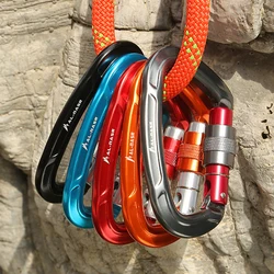 Escalada mosquetão 25kn montanhismo profissional d forma parafuso portão de bloqueio fivela carabiners ascend equipement