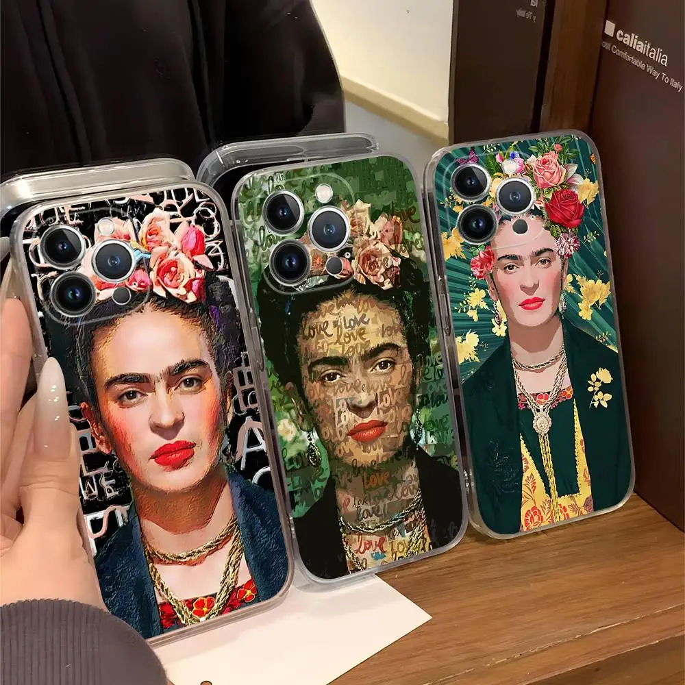 

-Fashion F-Frida K-KahlosS Phone Case For IPhone 17 16 15 14 13 11 12 Pro Max 16 Plus Transparent