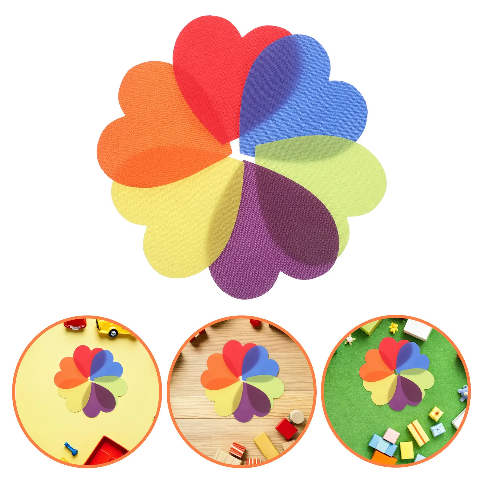 

30Pcs Carpet Spot Markers Colorful Heart Nylon Classroom Floor Dots 125Mm Educational Activity Spots Positioning Markers