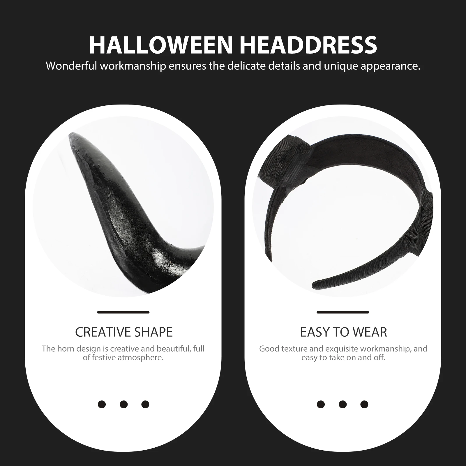 

Horn Headband Halloween Cosplay Party Accessories Hair Decor Prop Headdress Ox Horns Fashion Durable Safe Wear Gift